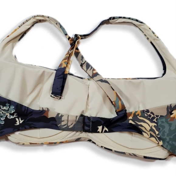 Athleta Bra Square Neck Printed Bikini Top Bora Bora Neutral Floral Print 40D/DD - Picture 11 of 16